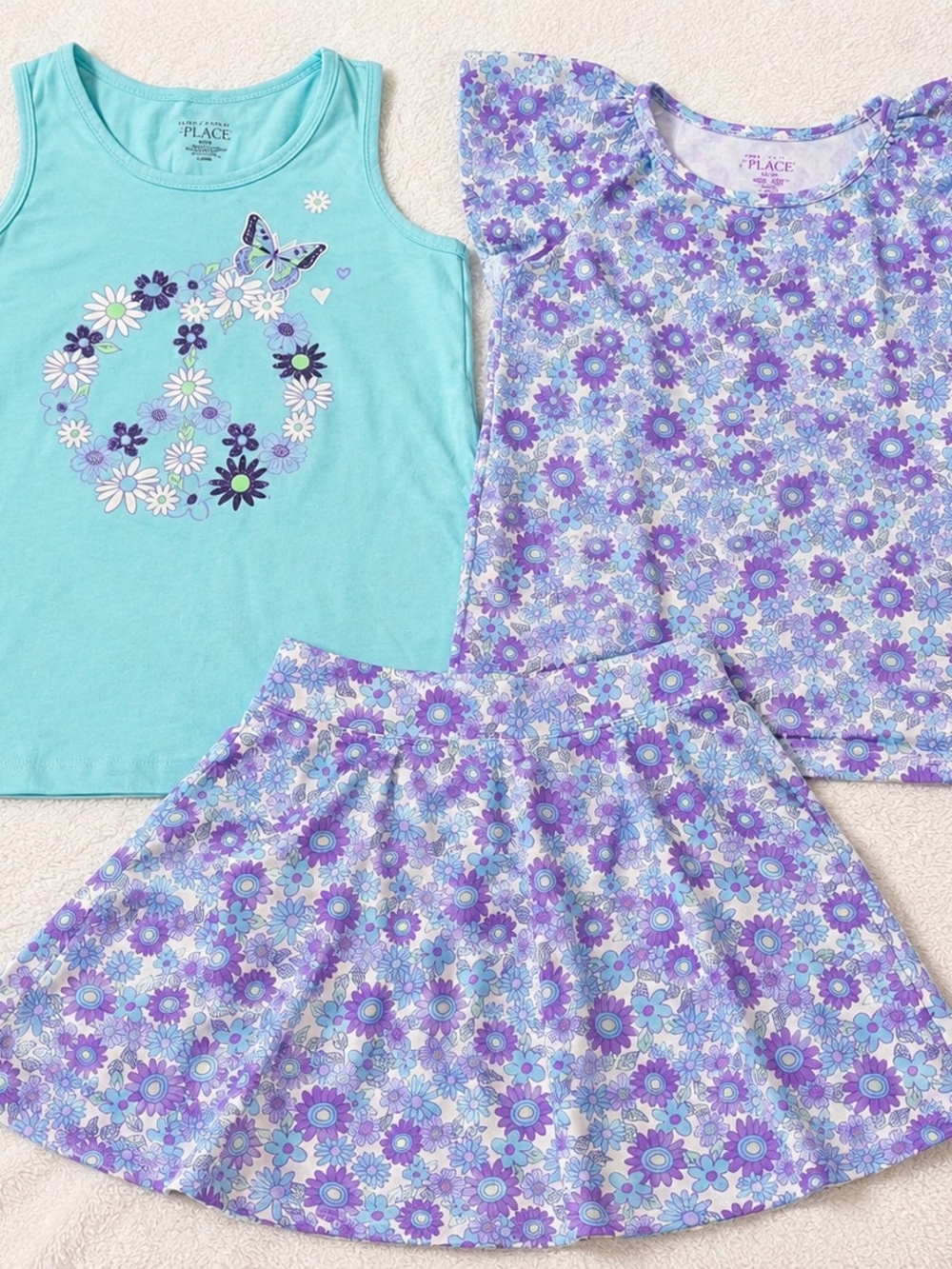 The Children's Place Purple & Aqua Floral Pajama Set